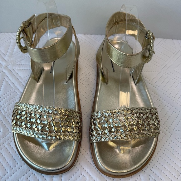 Anthropologie Woven Sandals In Gold Size 39 - Picture 3 of 10